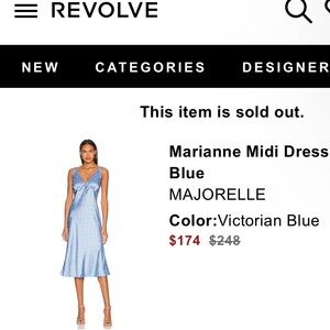 Revolve lovers + friends blue slip satin midi dress S